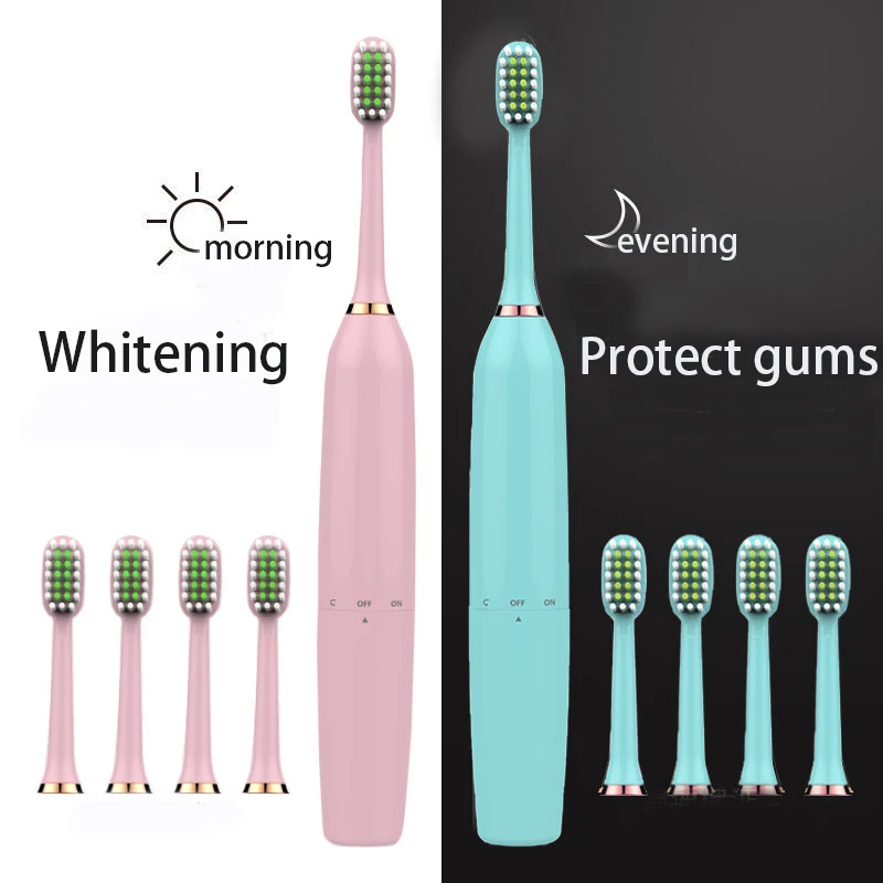 

Электрическая зубная щетка пара, перезаряжаемая ультразвуковая дорожная зубная щетка с 2 насадками, с вибрацией, черно-белая, в подарочной к...