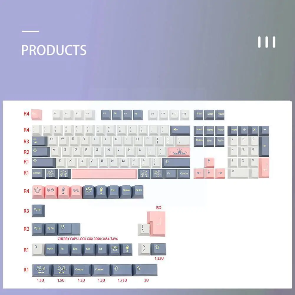 

135 S Caps Pbt Dye Sublimation Caps Game Board S Profile Caps Mechanical Caps Gmk Cap F9u1