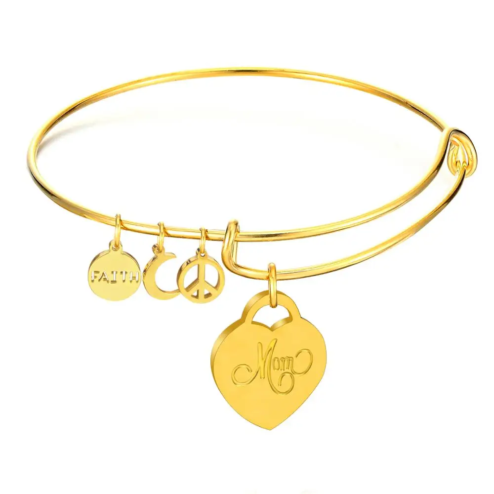 LUXUKISSKIDS золото/Сталь Цвет расширяемые проволочные браслеты вечерние Для мамочек