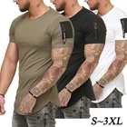 2021 модная повседневная брендовая футболка с коротким рукавом на молнии с открытым плечом в уличном стиле в стиле хип-хоп Летняя мужская длинная футболка с изогнутым подолом T-shi