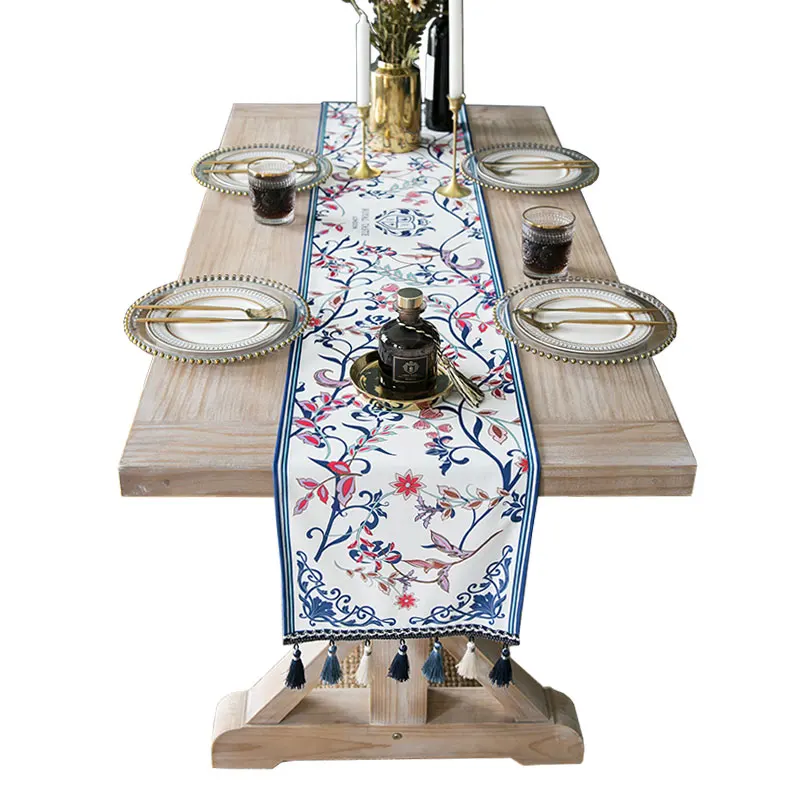 DUNXDECO скатерть с кисточками вечерние длинные покрытие для стола ткань