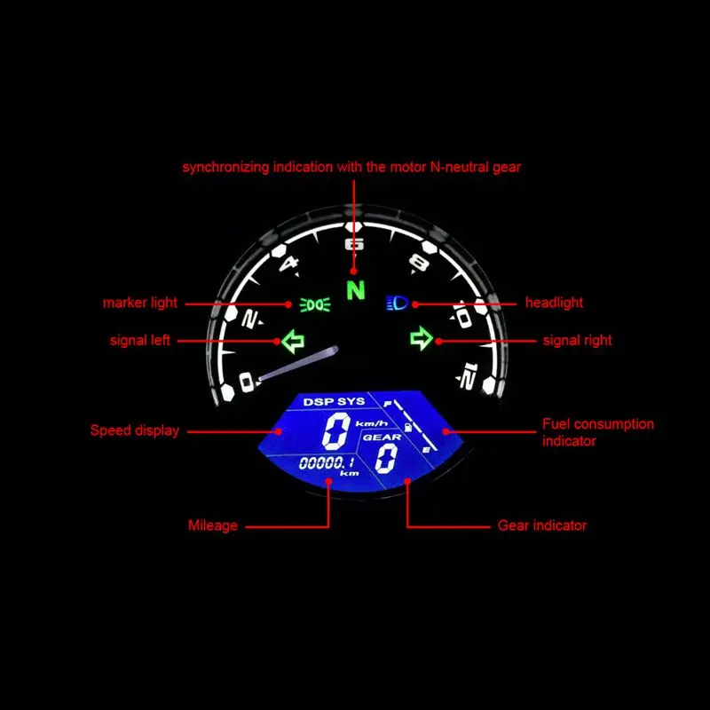 Светодиодный мотоцикл с подсветкой цифровой 3-цилиндровый тахометр спидометр