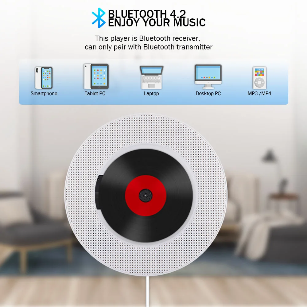 Remote Control Portable CD Player Bluetooth Desk Stand Wall Mountable Walkman LCD Display Home Audio Boombox Radio | Электроника