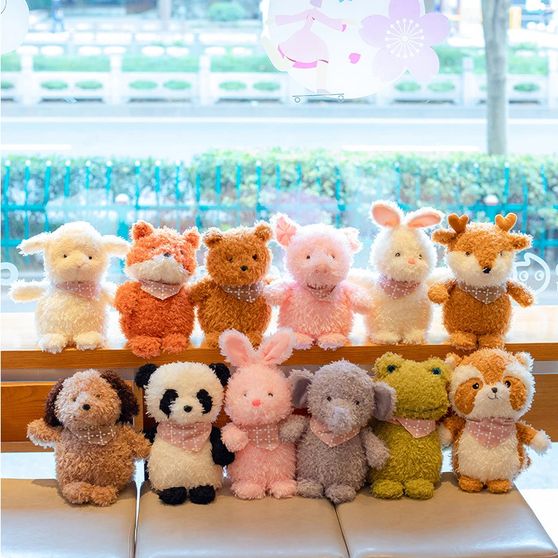 

Милые Мультяшные животные, мягкие куклы для детей, BearDog, панда, лиса, кролик, свинья, овца, лягушка, Elepanat, олень, плюшевые игрушки, подарки на день рождения для детей