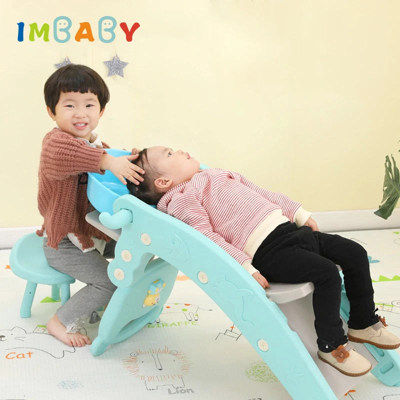 

IMBABY 4 IN 1 Kids Slide Rocking Chair Trojan Baby Shampoo Bed Multifunction Indoor Home Playground Toys For Children Anti-Skid