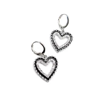 crystal zircon dangle heart earrings for women girls newest fashion romantic cute heart hoop earrings wedding jewelry wholesale