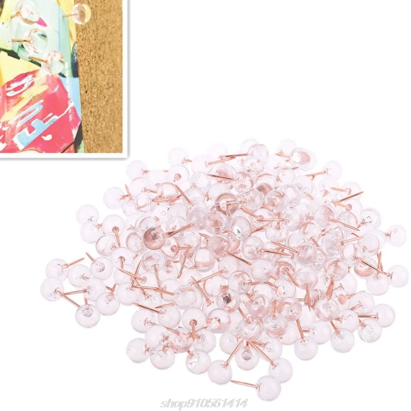

200 Pack Push Pins Rose Gold Map Tacks Large Size Pins Rose Gold Steel Point and Transparent Plastic Round Head J07 21 Dropship