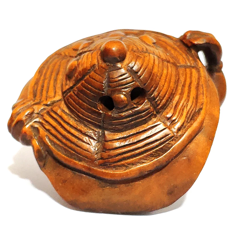 Y6801 - 2 &quotручная резьба ящик Netsuke : Oni Man с шляпой |