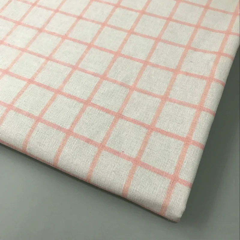 Plaid Series Geometric Patterns Printed Cotton Linen Fabric DIY Sewing Linen Cotton Fabric Canvas Material Tablecloth Pillowcase