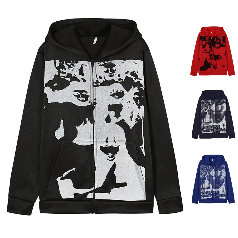 

Hot Sell Autumn Printed Zipper Female Street Wear Girl Sweatshirt Retro Hippies Women'S Hoodies KLPF1