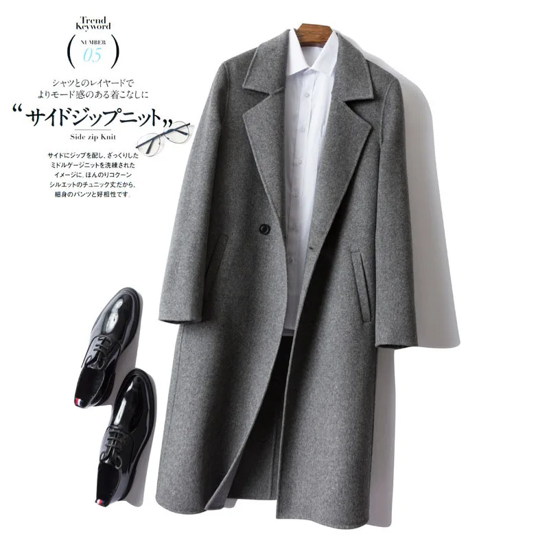 

2020 winter double faced woolen coat men's medium and long woolen windbreaker men's Korean version of handsome coat men