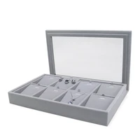8 grid earring pendent display trays velet gray with plastic covered built in card slot removed multifunction jewellery organize