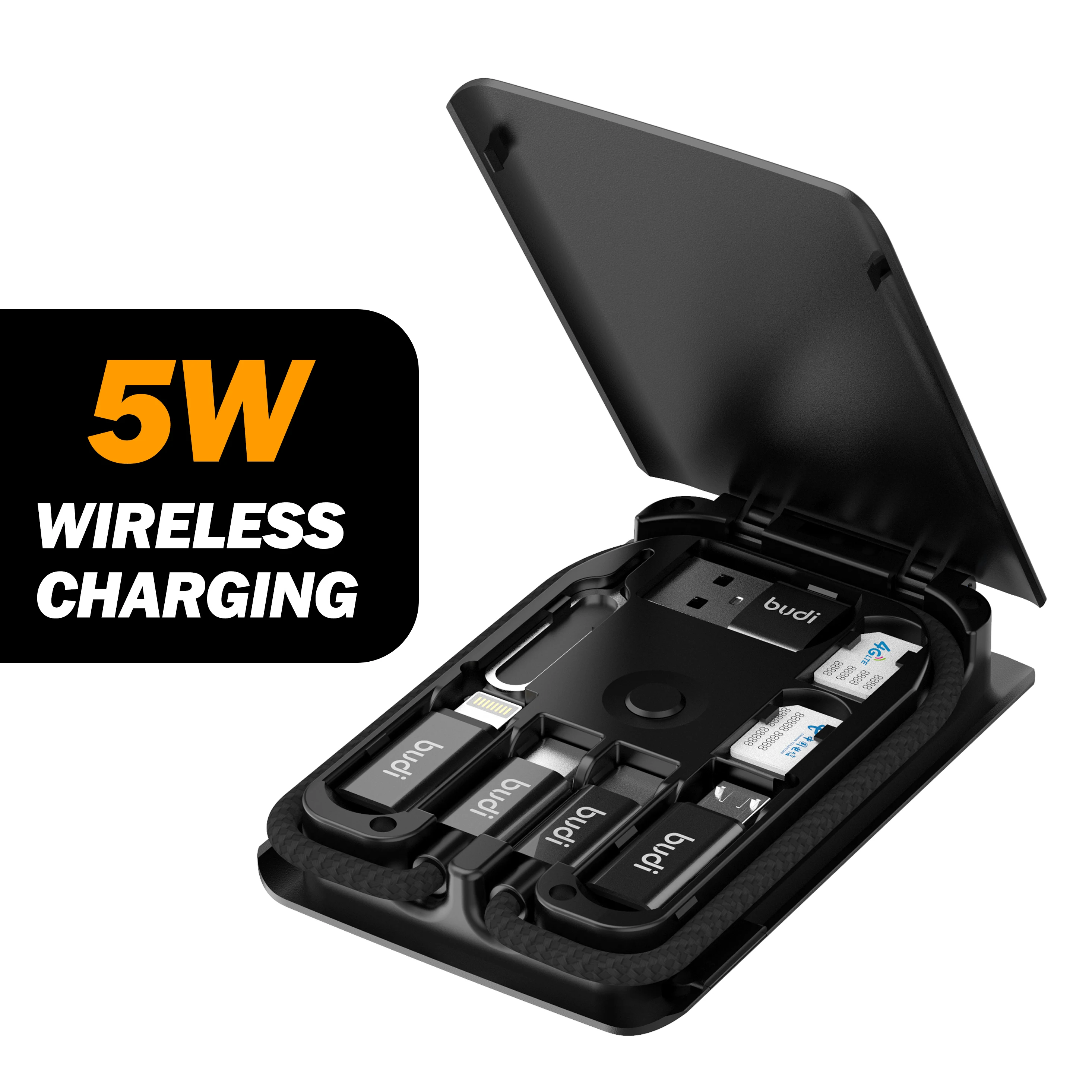 BUDI-adaptador inteligente multifunci&oacute;n oficial, Cable de almacenamiento de datos, lector de tarjetas USB, cargador inal&aacute;mbrico Universal-2