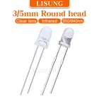 1000 шт.пакет 3 мм ИК светодиодный излучающий диод 1,4 V 850nm 940nm передатчик инфракрасный излучатель сквозное отверстие фотодиод Круглый прозрачный