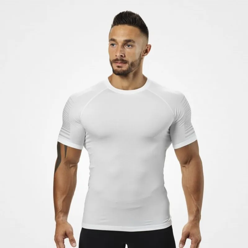 Quality Quick Dry man's T-shirt Crossfit gym male rashguard Sportswear Compression fitness Top Running jersey sport shirt men | Спорт и