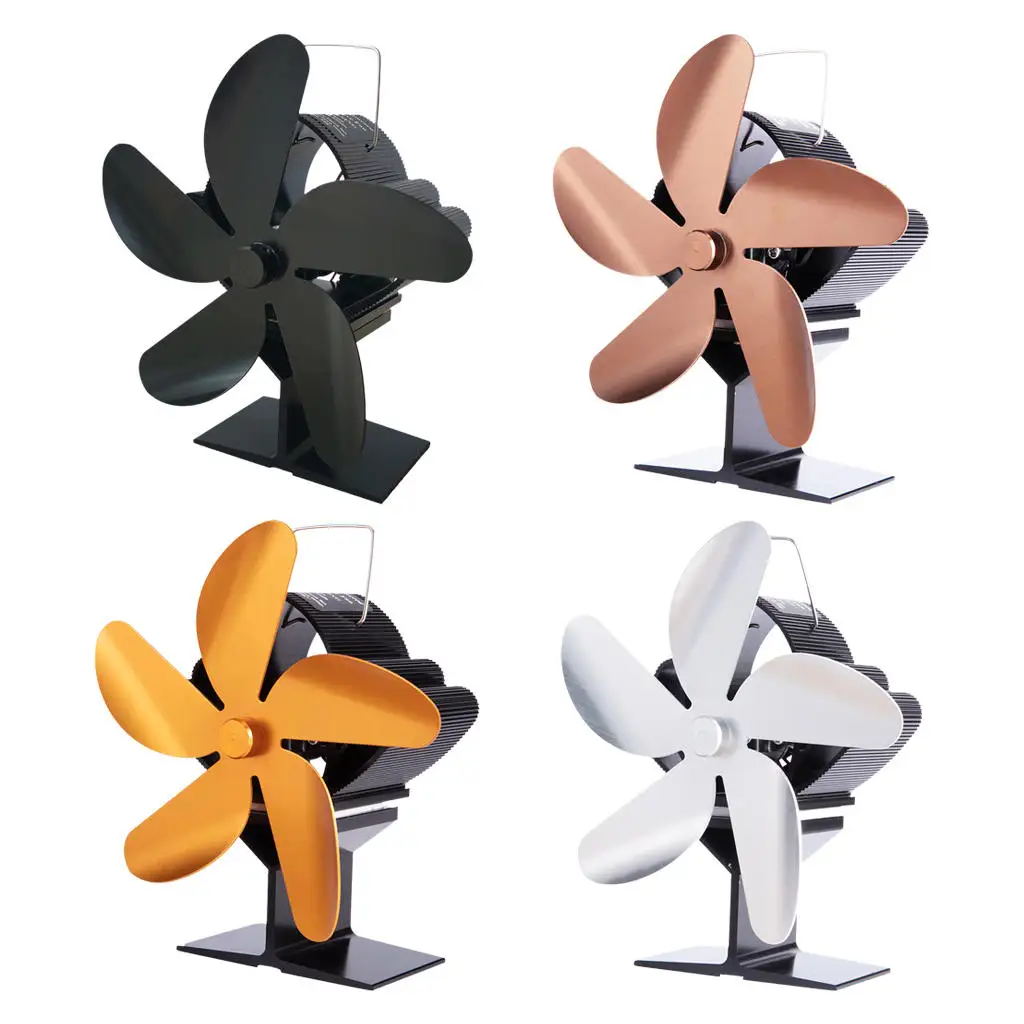 

5 Blades Heat Powered Stove Fan Burning for Fireplace Circulating Warm Air Saving Fule Silent Operation Eco Friendly