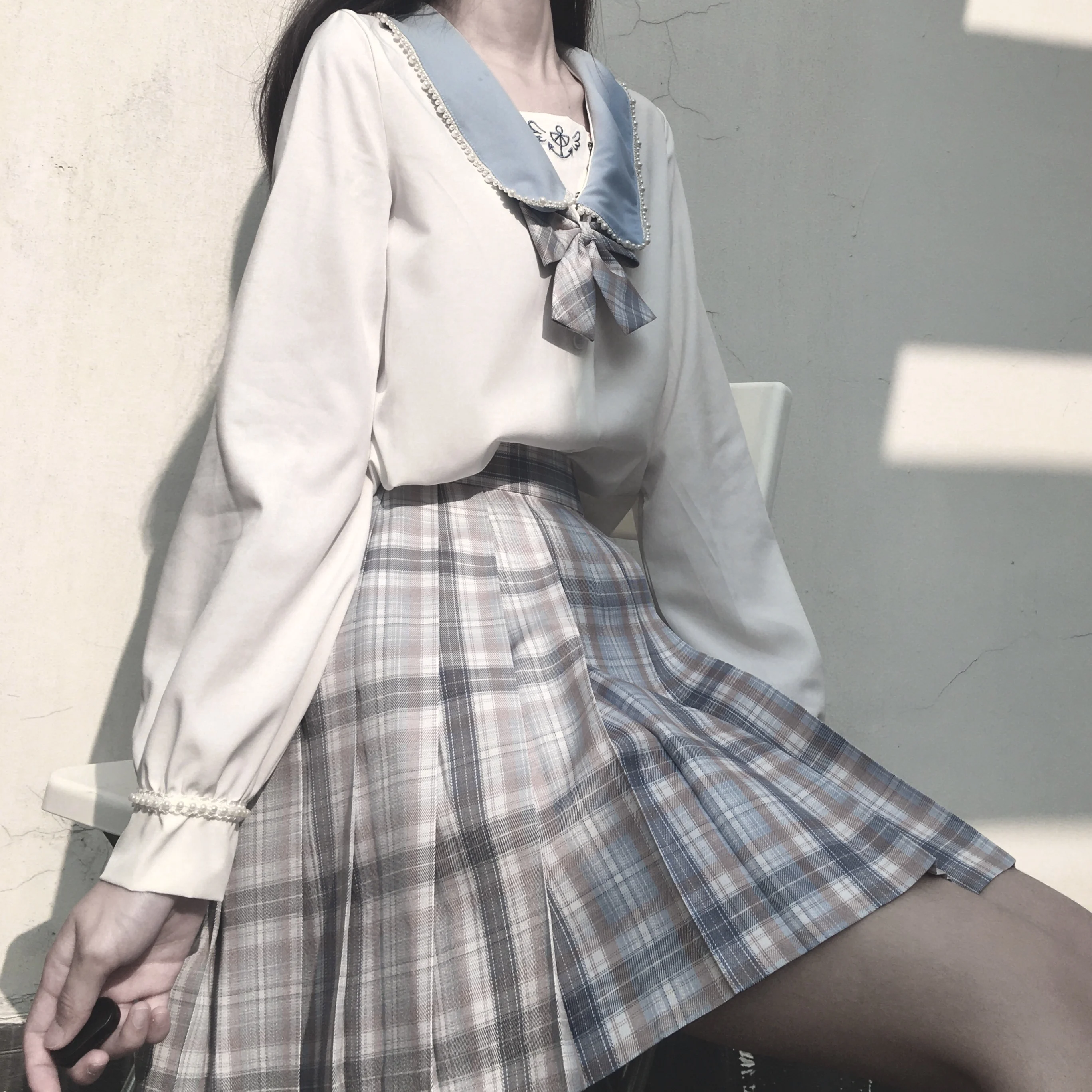 Японская школьная форма рубашки с матросским воротником JK топы белые блузки