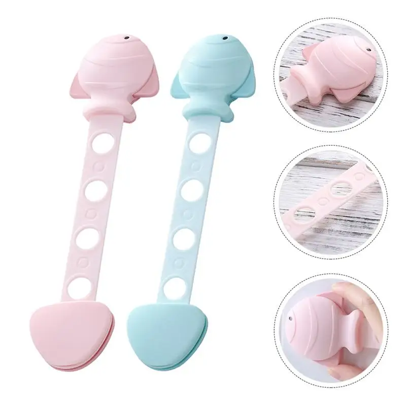 

2Pcs Baby Safety Lock Baby Security Strap Lock Child Lock Protection Fish Shape Cabinet Lock Corner Guards For Baby