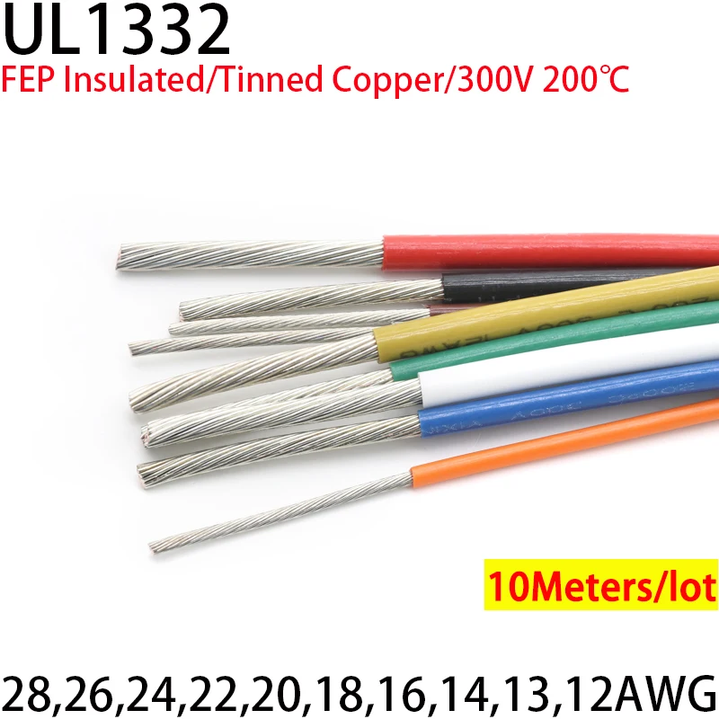 

10M UL1332 PTFE Wire 28/26/24/22/20/18/16/14/13/12AWG FEP Plastic Insulated High Temperature Electron Cable 300V