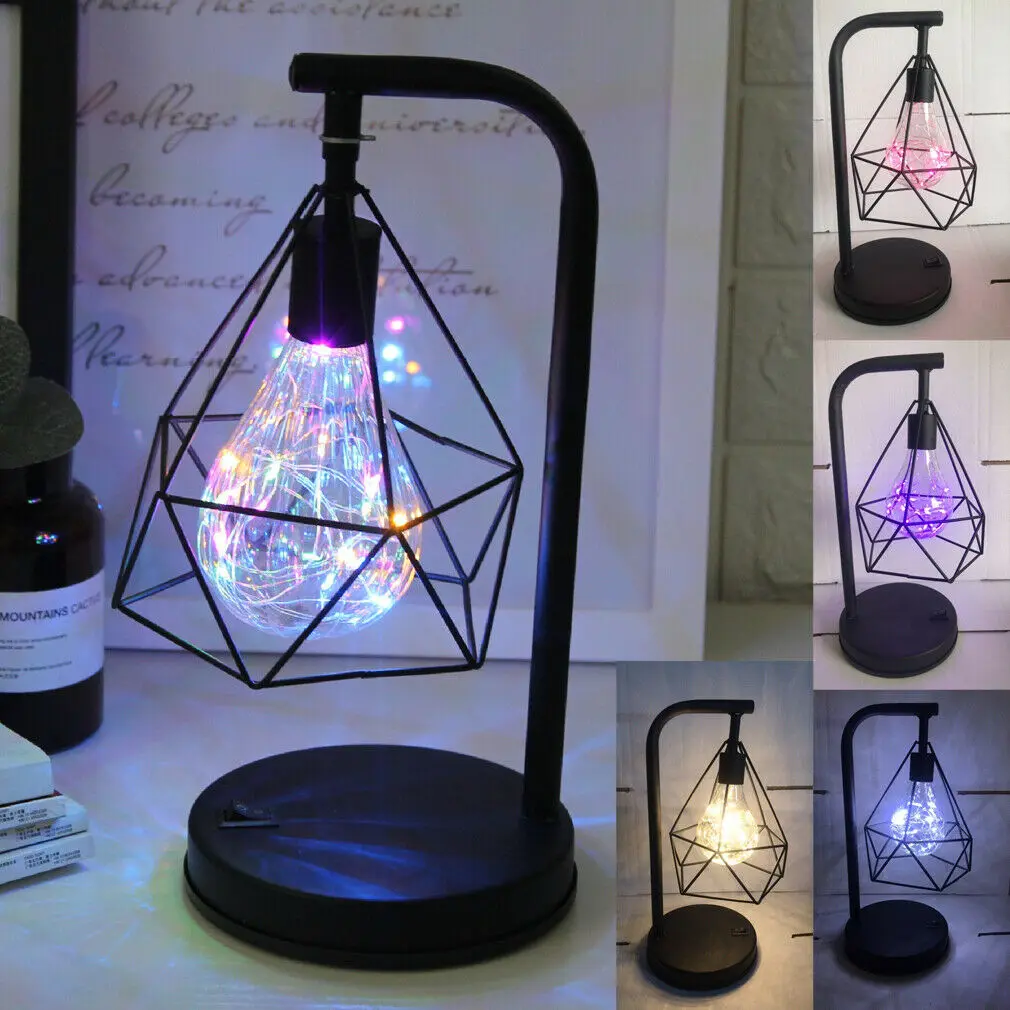 Ретро Настольная лампа с геометрическим рисунком промышленный светодиодный