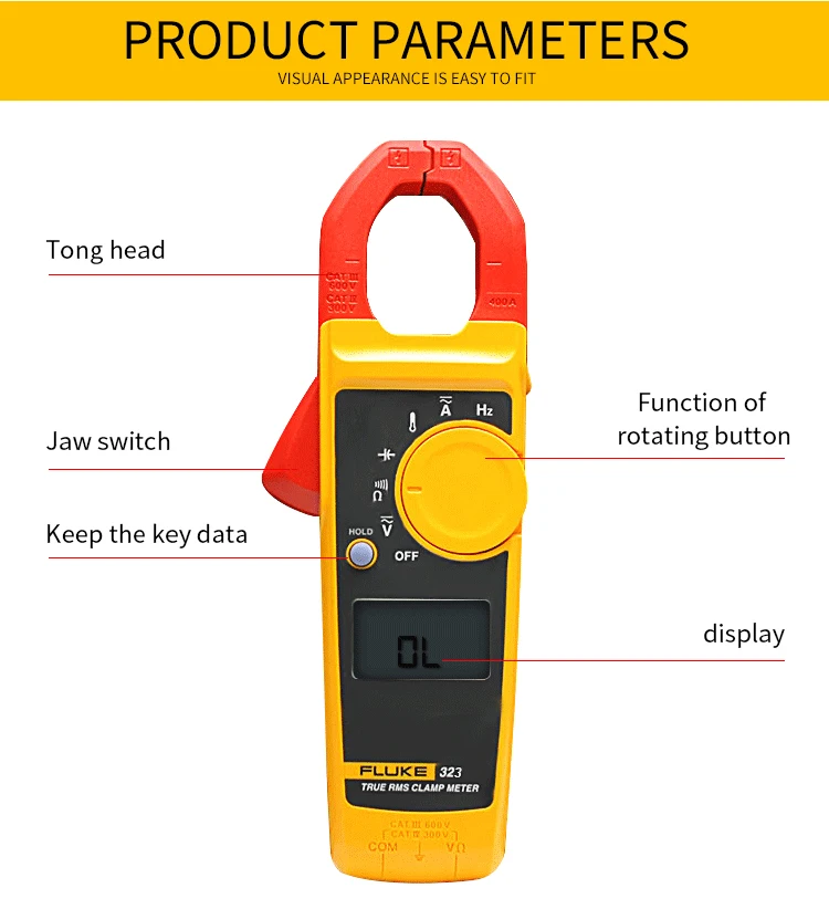 Fluke 323 True RMS клещи переменного тока и Напряжение тестер противодейственный мультиметр