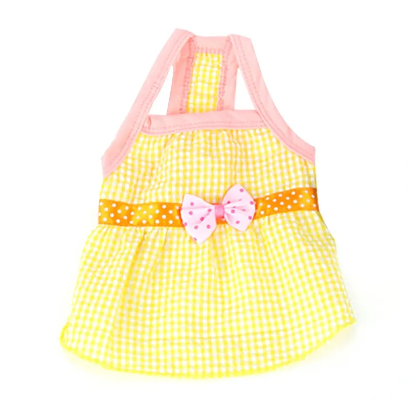 Утонченное летнее платье в клеточку для собак Милая юбка средней длины одежда
