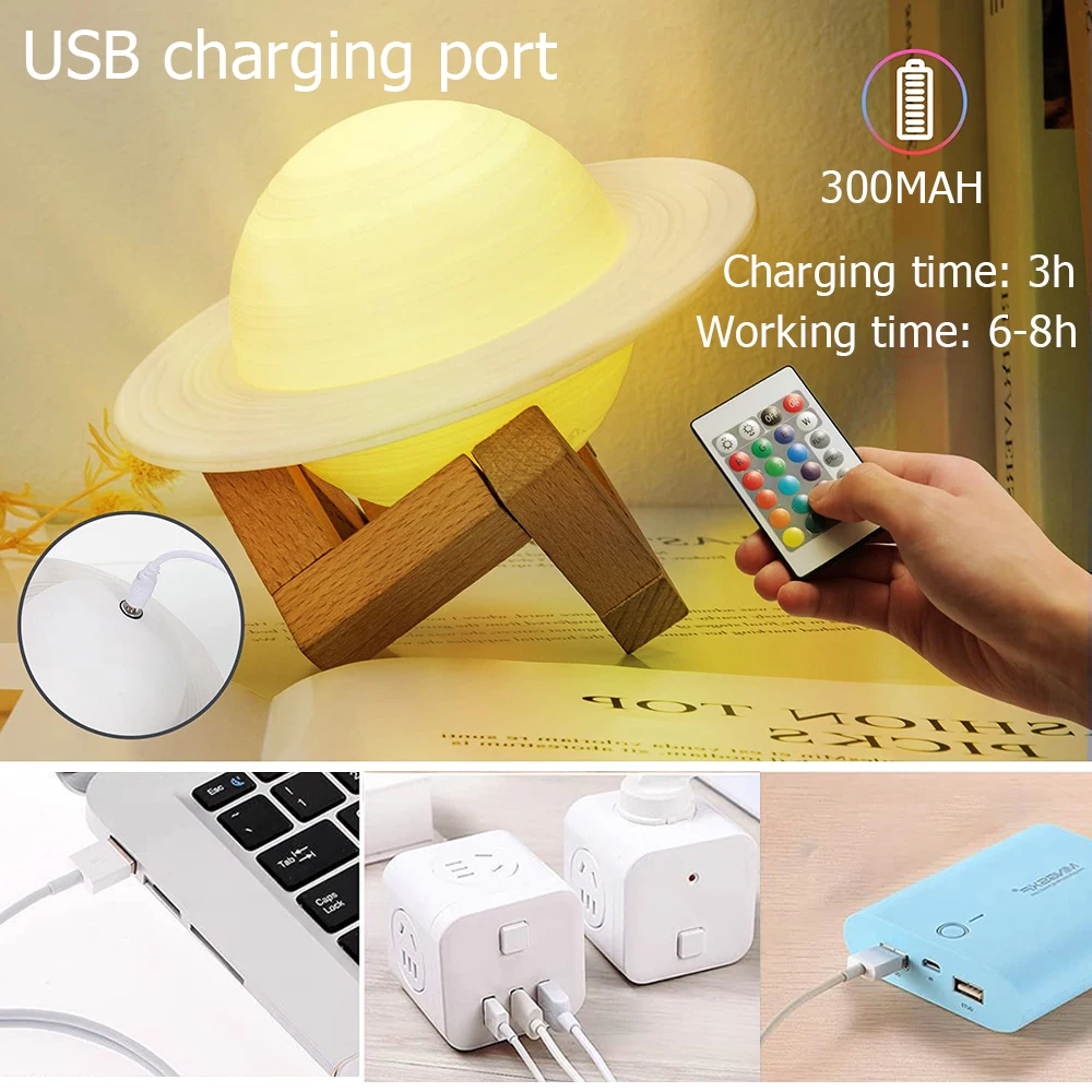 3d-лампа в виде Луны светодиодный ночсветильник с аккумулятором USB 16 цветов