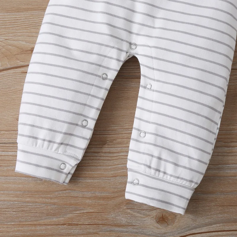 

Cotton Baby Girl Clothes 2 Piece Lovely Cartoon Dinosaur Patchwork Striped Baby Romper+hat Home Newborn Baby Boy Clothes 0-12M