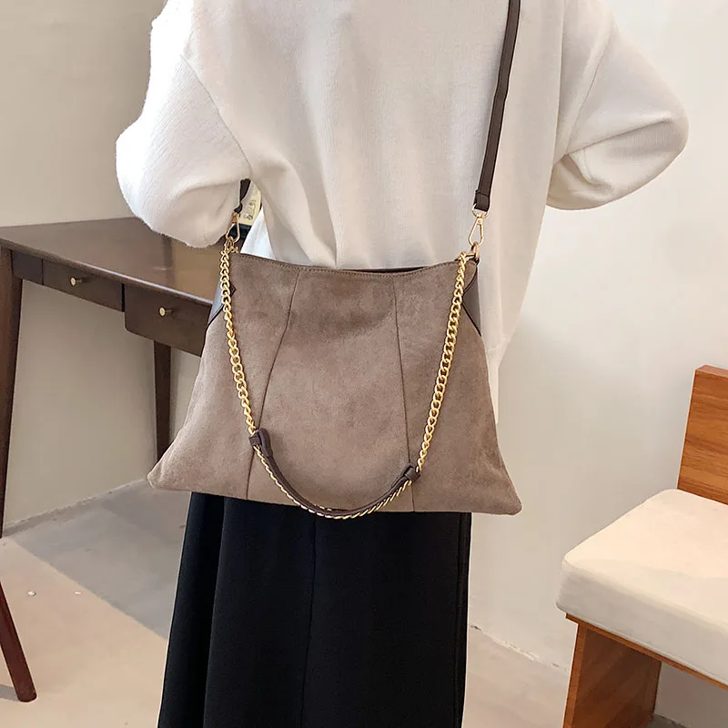 

Модная брендовая дизайнерская вместительная сумочка, кошелек, женские сумки через плечо, новинка 202, замшевые женские повседневные тоуты вы...