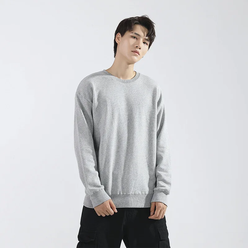 

2021 new autumn Japanese fall shoulder sleeve sweater men loose casual heavy solid color round neck pullover sweater men