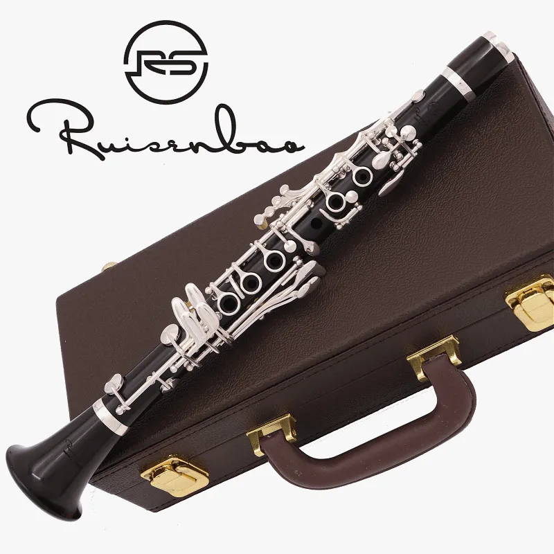 

New Eb 18 Keys Professional Clarinet Ebony wood Clarinet silver plated key E flat Sweet Tone