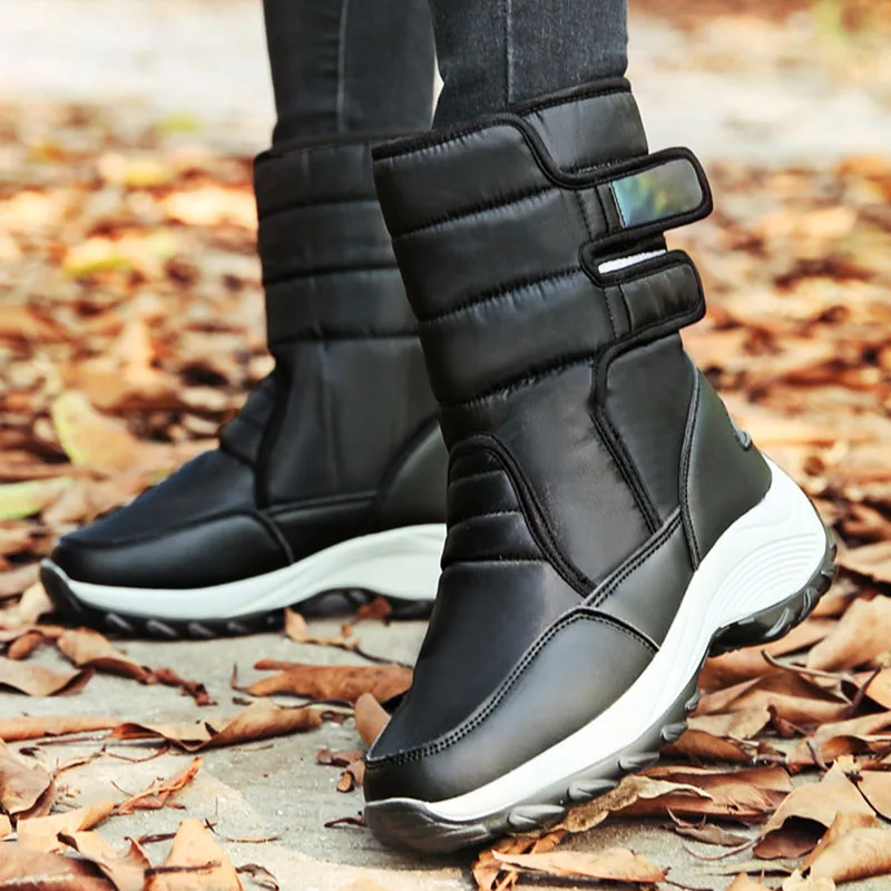 2019 Winter Fashion women shoes Breathable Thick bottom warm fur Mid-Calf Wedge waterproof Shoes plus size zapatos de mujer | Обувь