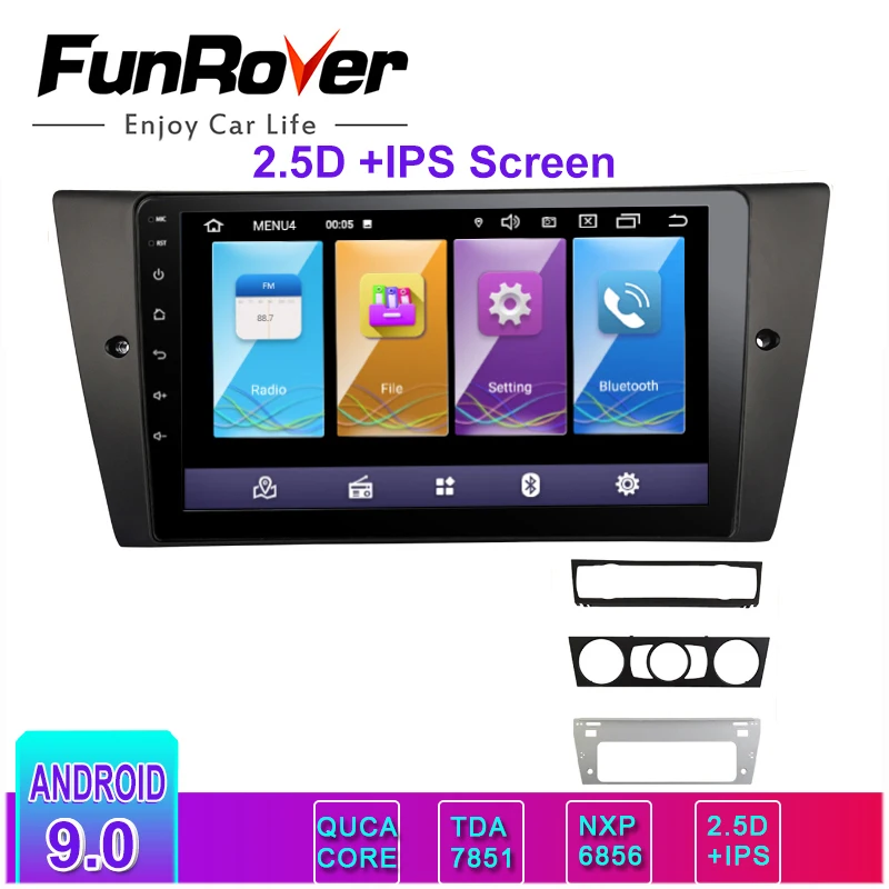 FUNROVER android 9 0 2 din автомобильный dvd gps мультимедийный плеер для BMW E90 E91 E92 E93 320 328 3 серии