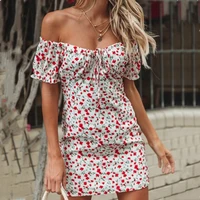 boho summer dresses for women ladies flowers print bodycon strapless mini dress short sleeve off shoulder party casual clothes