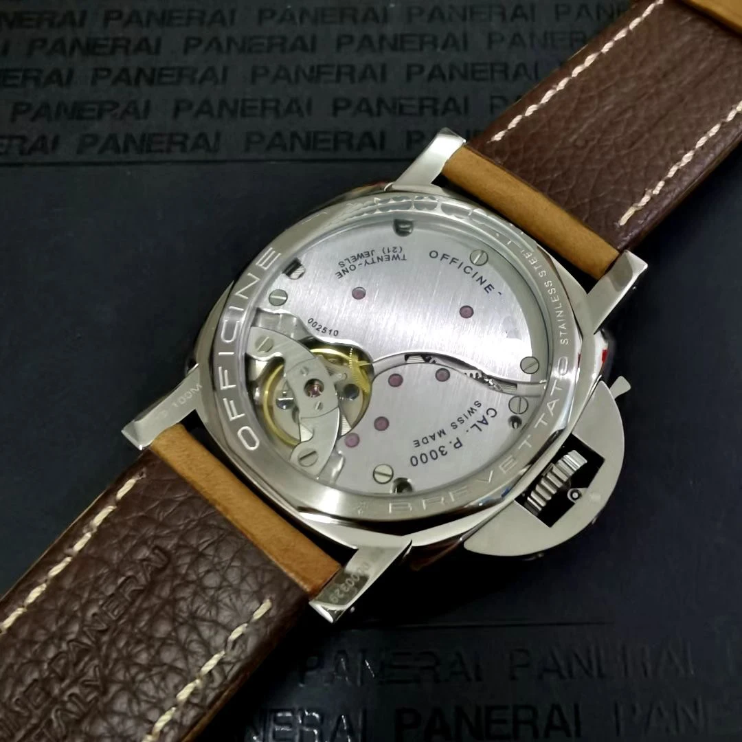 

47mm Luxury Brand New Men Automatic Mechanical Sapphire Stainless Steel Brown Leather 1950 Left-handed 3 Days Luminous Watch