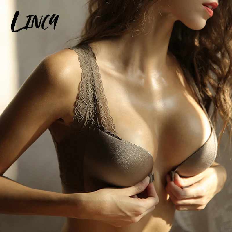 

Sexy Women's Underwear Lace Wireless Front Closure Bras Female Brassiere Lingerie Comfort Push Up AB Cups Bra Adjusted Bralette