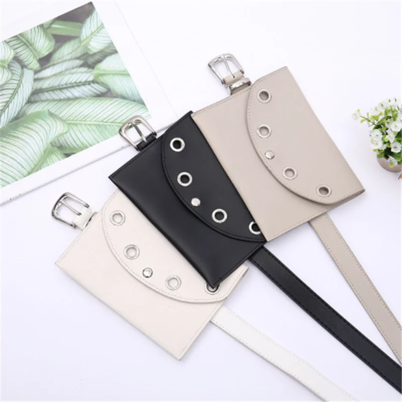 Женская поясная сумка кожаная женская модная на бедрах черная для телефона |