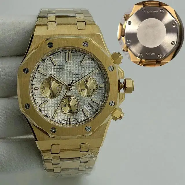 

2020 New Men Watch Chronograph Sapphire Stainless Steel Oaks Luminous Silver Sky Blue Royal Watches Stopwatch 42mm