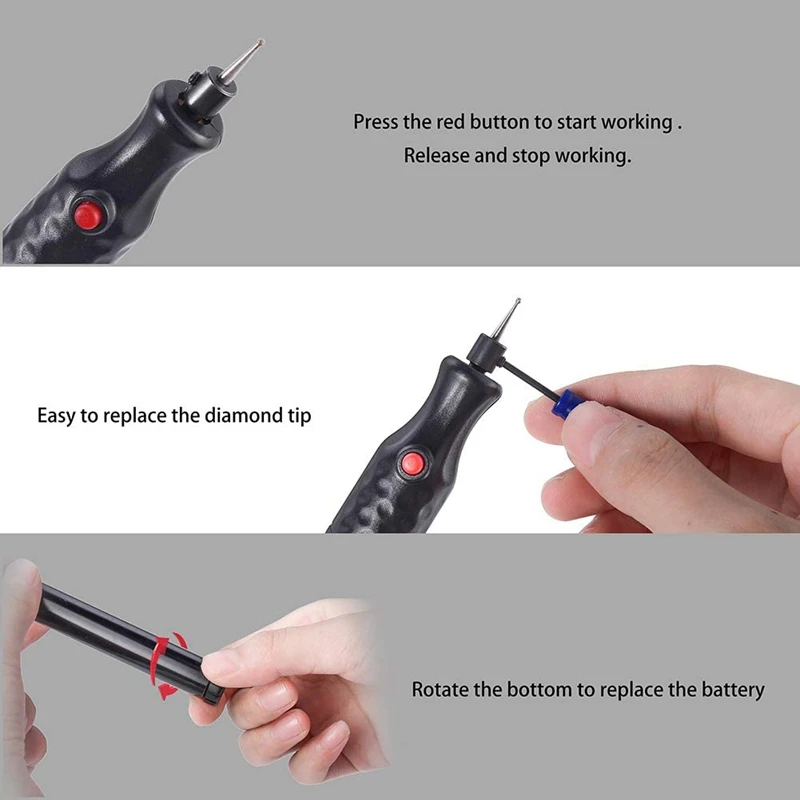 Electric Miniature Engraving Pen Tool Belt 5 Interchangeable Diamond Tip For DIY Jewelry Making Metal Glass | Инструменты