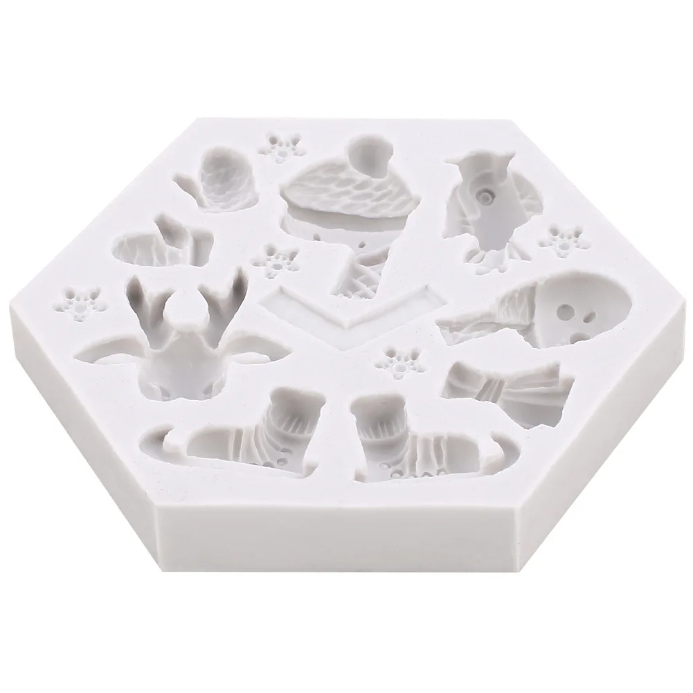 

Christmas Series Elk Gloves Fondant Cake silicone mould Fondant Cake Sock Christmas Decoration Mould