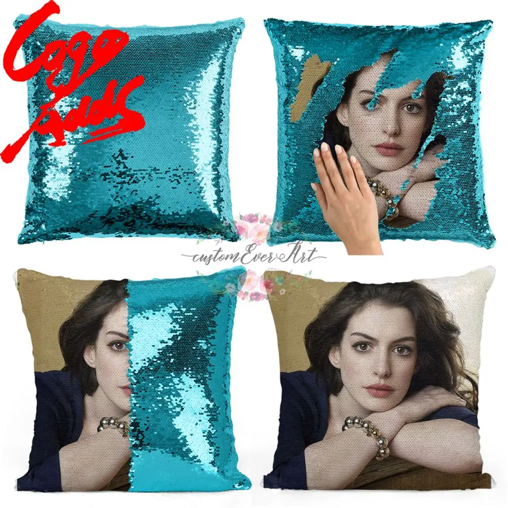 

Anne Hathaway sequin pillow | sequin Pillowcase | Two color pillow | gift for her | gift for him | pillow | magic pillow