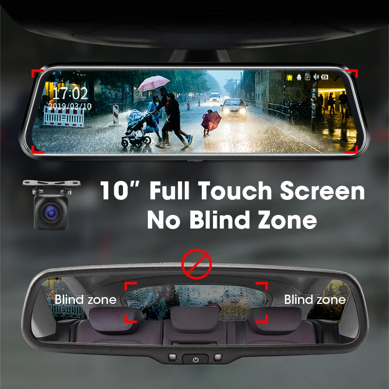 Jansite 10 ''видеорегистратор 1080P с сенсорным экраном автомобильная камера dvr