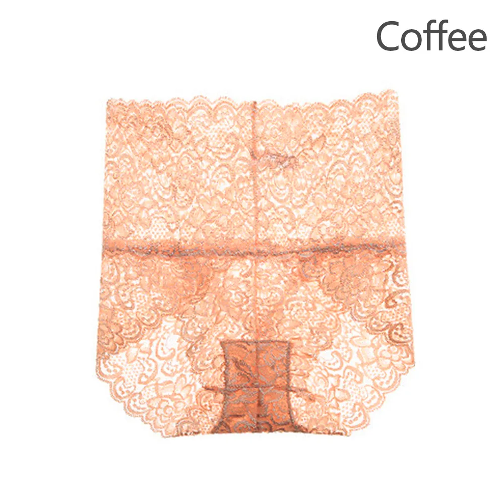 coffee Сексуальное женское кружевное нижнее белье, трусики с высокой талией, кружевные трусики, нейлон+ хлопок, нижнее белье, короткое эластичное цветочное Ночное нижнее белье - Цвет: coffee