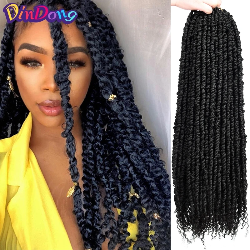 Длинные волосы DinDong Passion Twist Crotchet, удлиненные весенние косички для наращивания волос, с петлей, Пушистые синтетические волосы для вязания крю...
