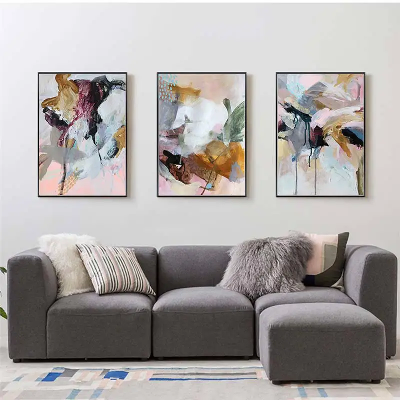 Абстрактный акварельный синий постер и печать на холсте напечатанные картины