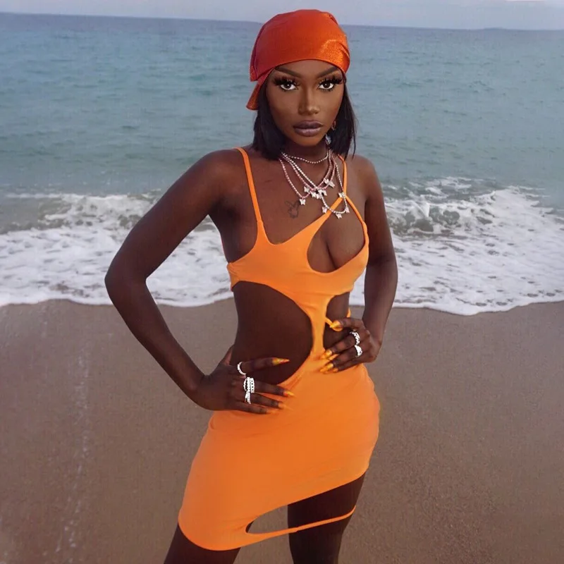 

Женское асимметричное облегающее мини-платье на бретелях-спагетти, летнее однотонное праздничное платье в уличном стиле, новинка