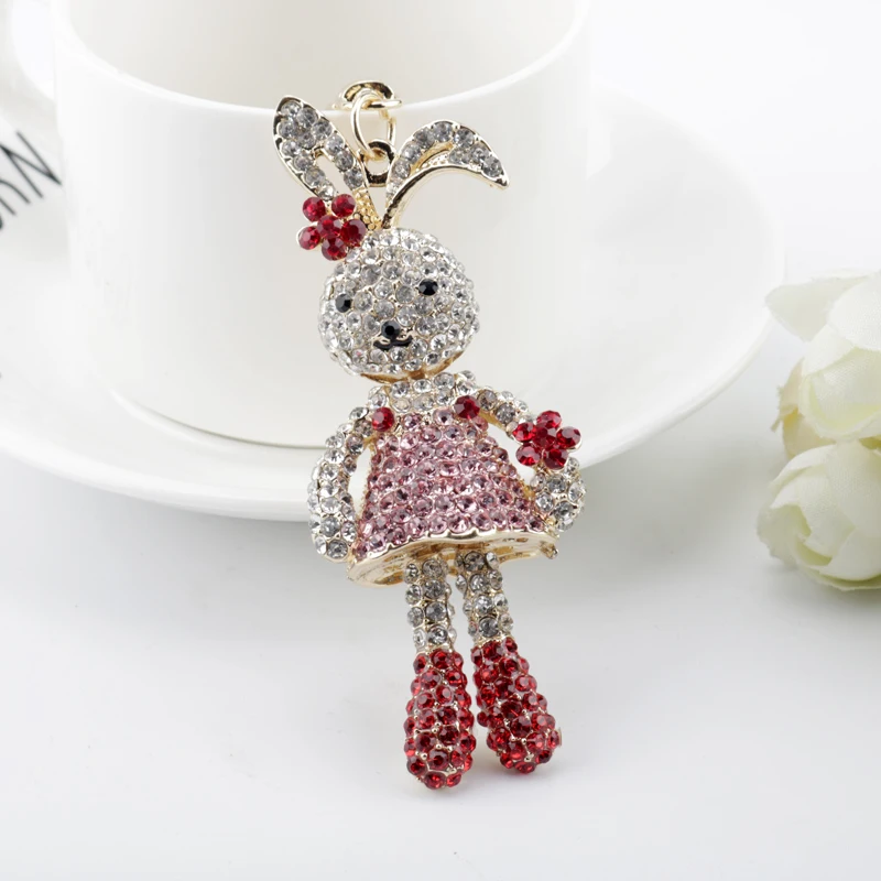

Long-legged Key Chain Cute брелок Full Rhinestone Key Ring 1pc Wholesale Trendy Keyring llavero Car Keychain Accessories