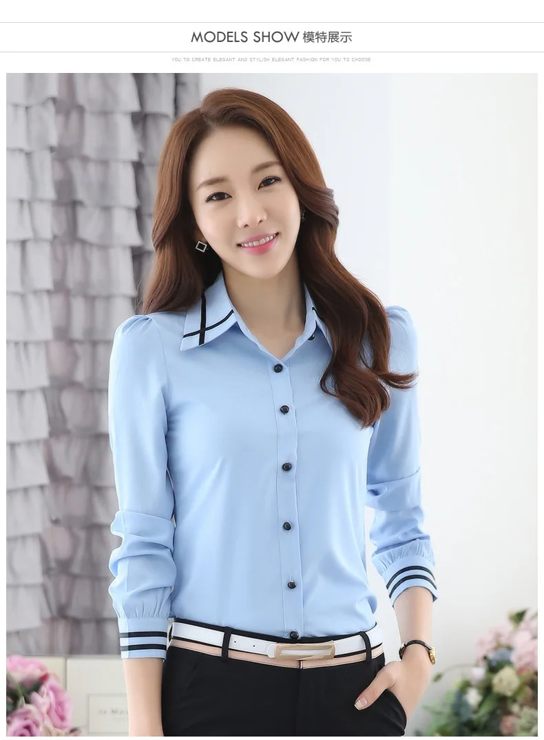 

Blouse Women Fashion Long Sleeve Lapel Office Shirt Chiffon Blouse Shirt Casual Tops Plus Size Blusas Autumn Mujer De Moda 2020