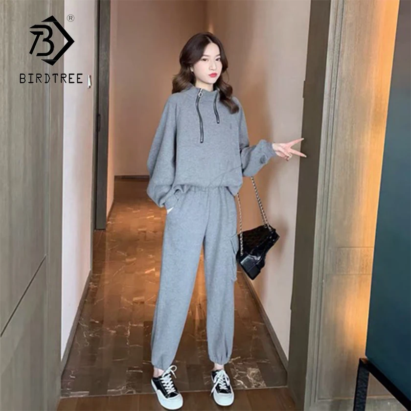 Женские комплекты осень зима Женская толстовка с капюшоном брюки набор стоячий