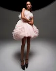 2021 милый светильник розового цвета с короткими рукавами для девочек, пышные платья для выпускного вечера; Платье с фатиновой юбкой показать торжественное платье вечернее платье вечерние платья Robe de